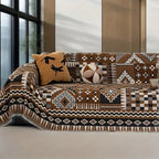 Ethnic Patterned Sofa Cover in Soft Chenille Fabric