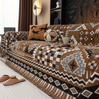 Ethnic Patterned Sofa Cover in Soft Chenille Fabric