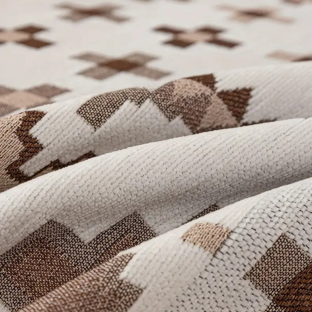 Ethnic Patterned Sofa Cover in Soft Chenille Fabric
