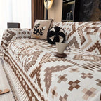 Ethnic Patterned Sofa Cover in Soft Chenille Fabric