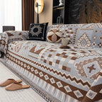 Ethnic Patterned Sofa Cover in Soft Chenille Fabric