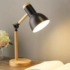 Adjustable Nordic Design Table Lamp - Iron and Wood for Desk or Nightstand