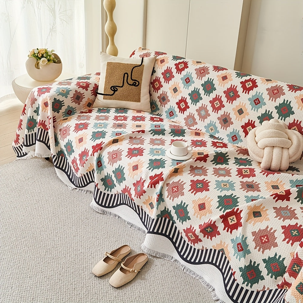 Geometric Boho Style Throw Blanket - Sturdy and Stylish Cover