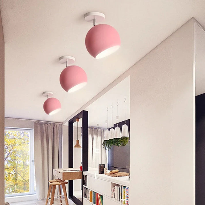 Contemporary Round Aluminum Ceiling Lamp – Nordic Macaron Style