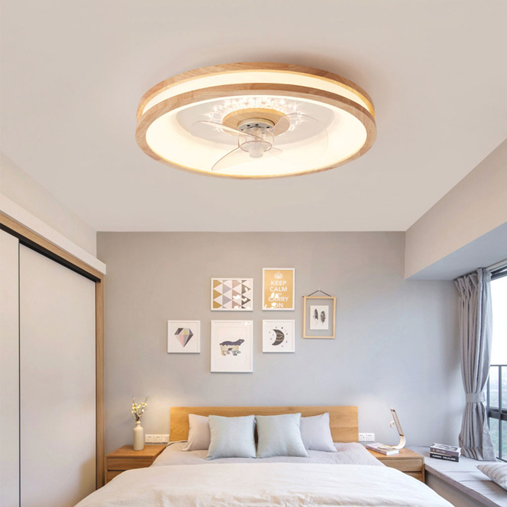 Ceiling Fan with Three Blades and LED Light Ring – Flush Mount Design
