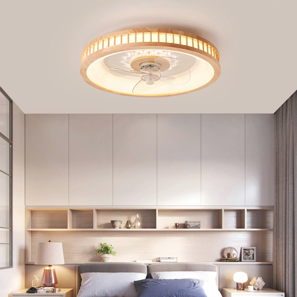 Ceiling Fan with Three Blades and LED Light Ring – Flush Mount Design