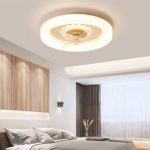 Ceiling Fan with Three Blades and LED Light Ring – Flush Mount Design