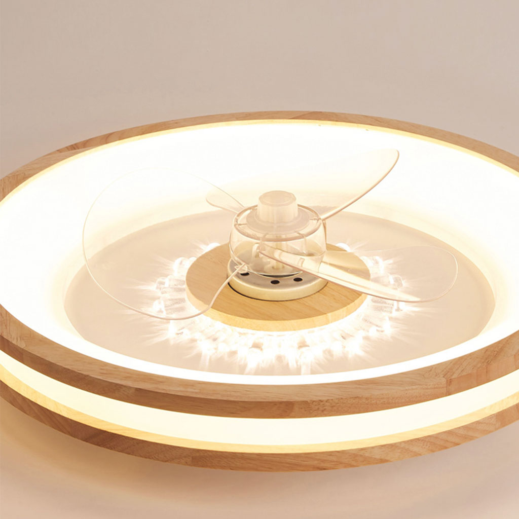 Ceiling Fan with Three Blades and LED Light Ring – Flush Mount Design
