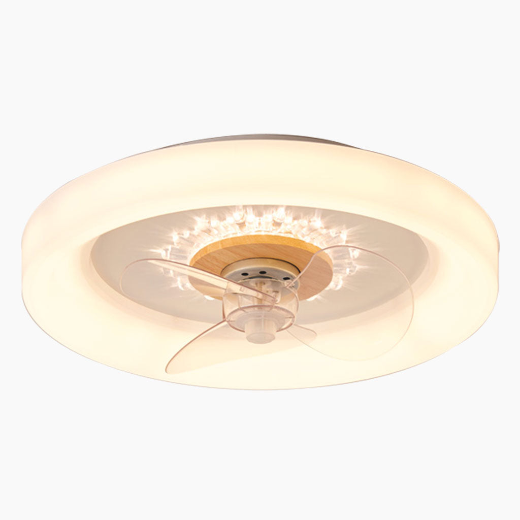 Ceiling Fan with Three Blades and LED Light Ring – Flush Mount Design