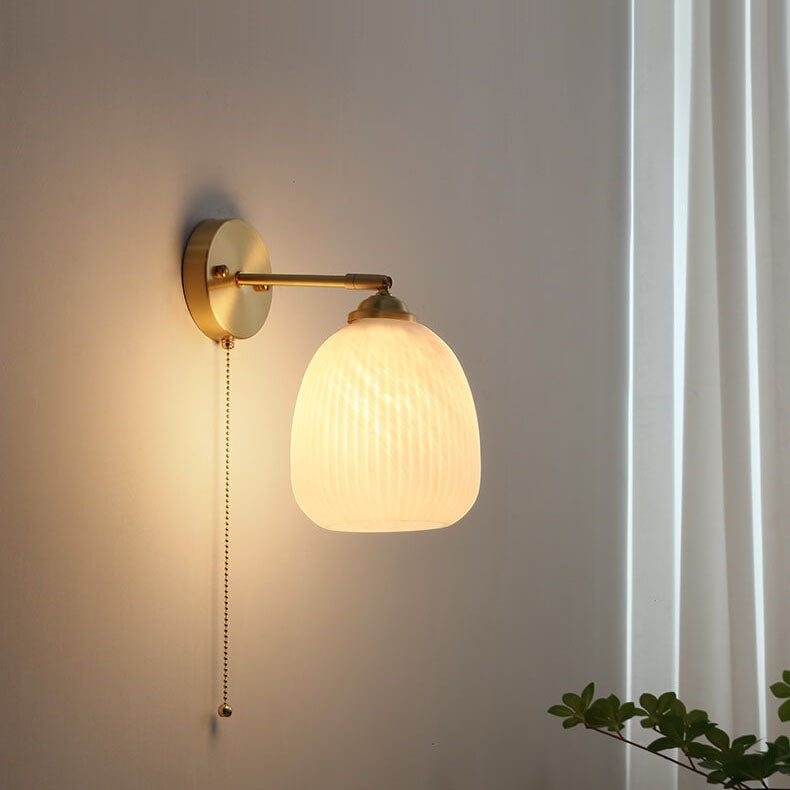 Contemporary Wall Light Fixture with Glass and Brass Accents