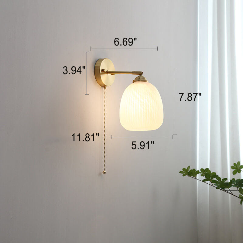Contemporary Wall Light Fixture with Glass and Brass Accents