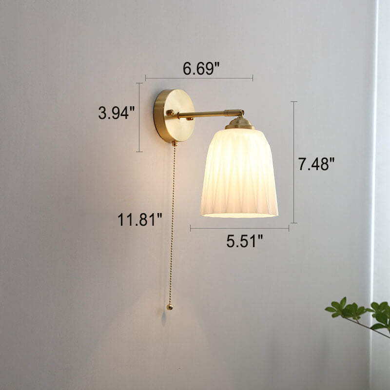 Contemporary Wall Light Fixture with Glass and Brass Accents