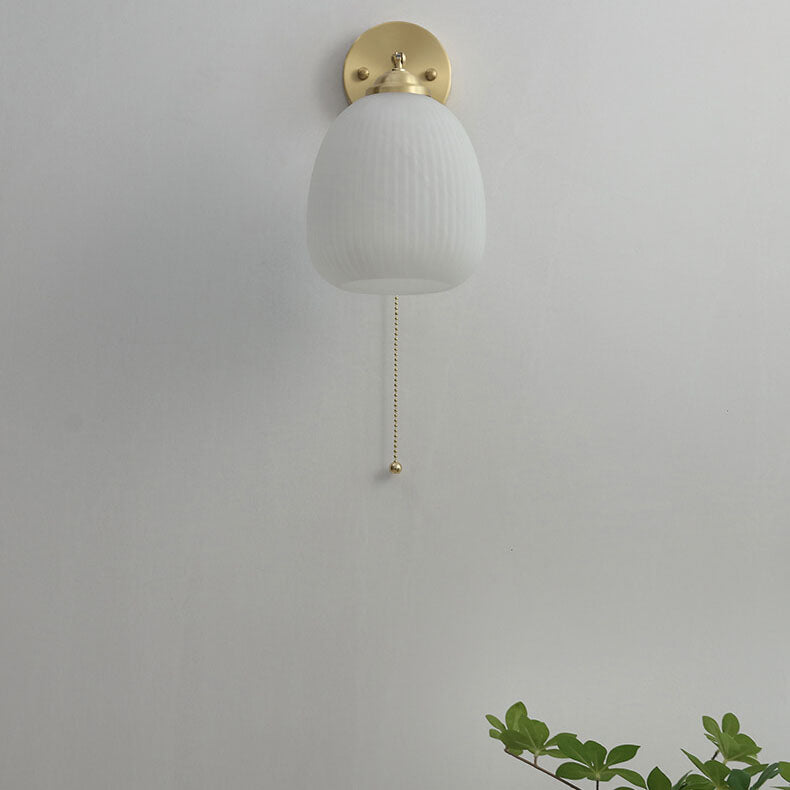 Contemporary Wall Light Fixture with Glass and Brass Accents