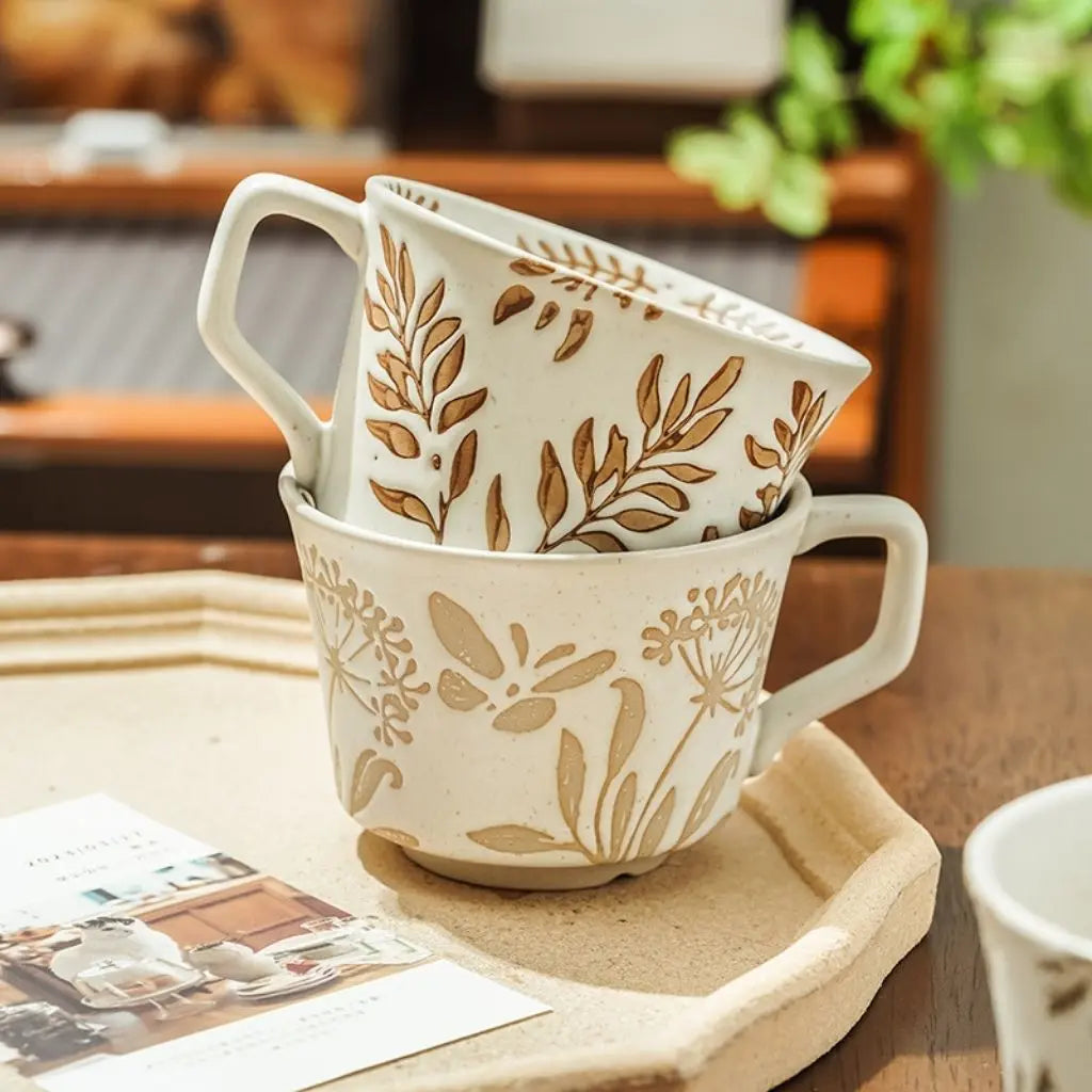 Charming Hand-Painted Nordic Style Ceramic Coffee Cup