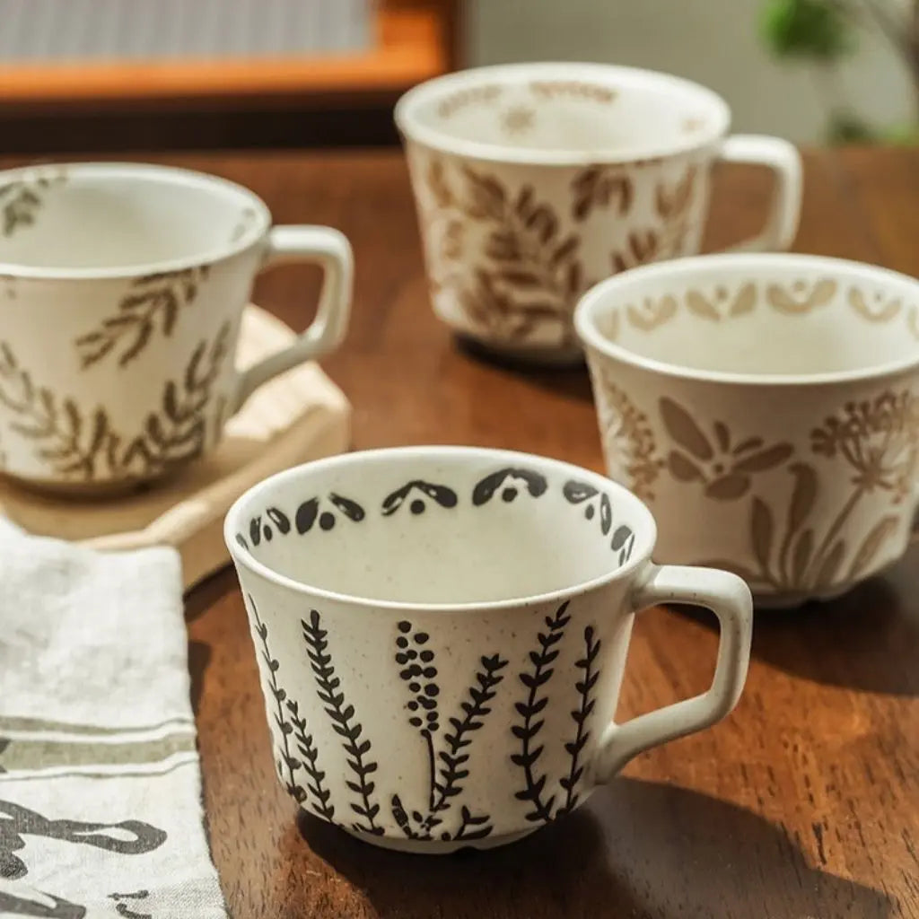 Charming Hand-Painted Nordic Style Ceramic Coffee Cup