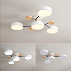 Modern Flush Mount Ceiling Light with Wood Accents – Elegant Design