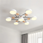 Modern Flush Mount Ceiling Light with Wood Accents – Elegant Design