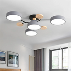Modern Flush Mount Ceiling Light with Wood Accents – Elegant Design