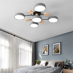 Modern Flush Mount Ceiling Light with Wood Accents – Elegant Design