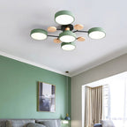 Modern Flush Mount Ceiling Light with Wood Accents – Elegant Design