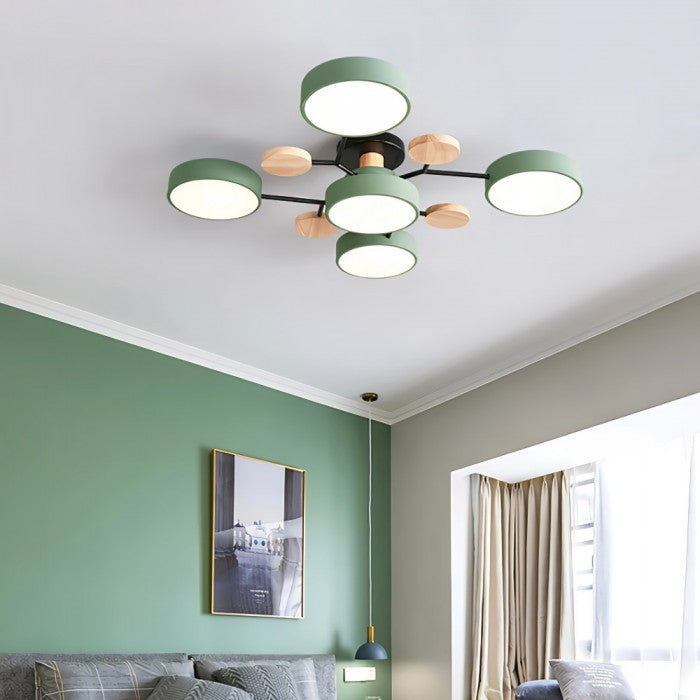 Modern Flush Mount Ceiling Light with Wood Accents – Elegant Design