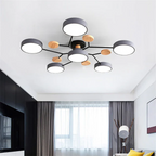 Modern Flush Mount Ceiling Light with Wood Accents – Elegant Design
