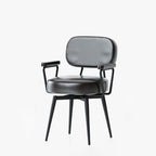 360° Swivel Home Office Chair in Oil Wax Leather and Jacquard Fabric