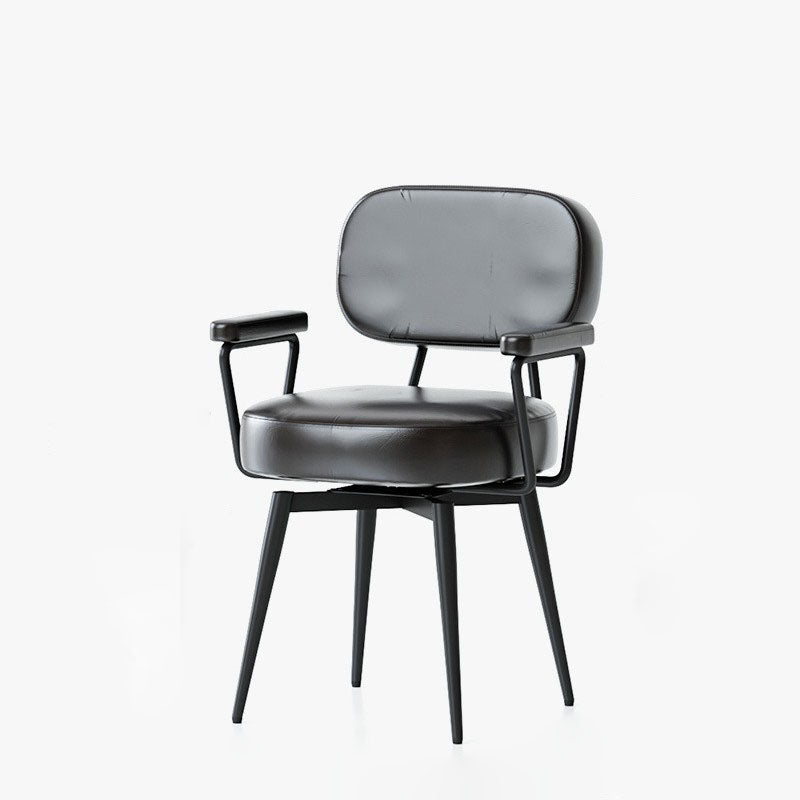 360° Swivel Home Office Chair in Oil Wax Leather and Jacquard Fabric