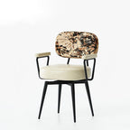 360° Swivel Home Office Chair in Oil Wax Leather and Jacquard Fabric