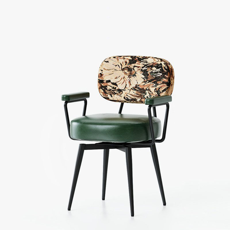 360° Swivel Home Office Chair in Oil Wax Leather and Jacquard Fabric