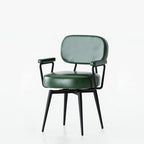 360° Swivel Home Office Chair in Oil Wax Leather and Jacquard Fabric