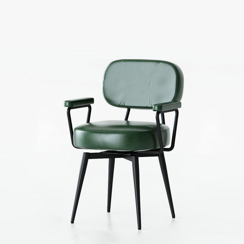 360° Swivel Home Office Chair in Oil Wax Leather and Jacquard Fabric