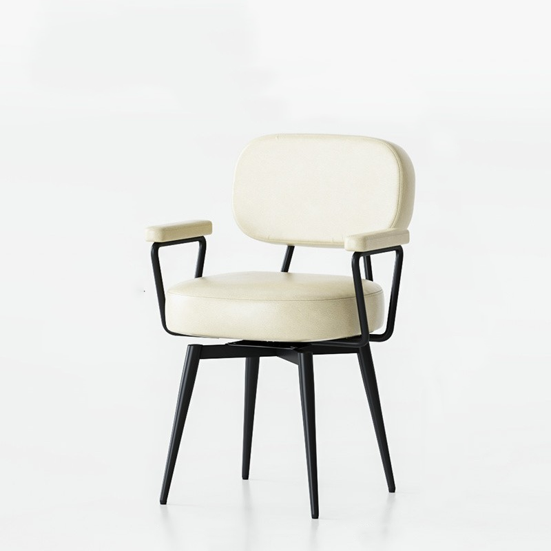 360° Swivel Home Office Chair in Oil Wax Leather and Jacquard Fabric