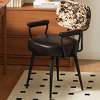 360° Swivel Home Office Chair in Oil Wax Leather and Jacquard Fabric