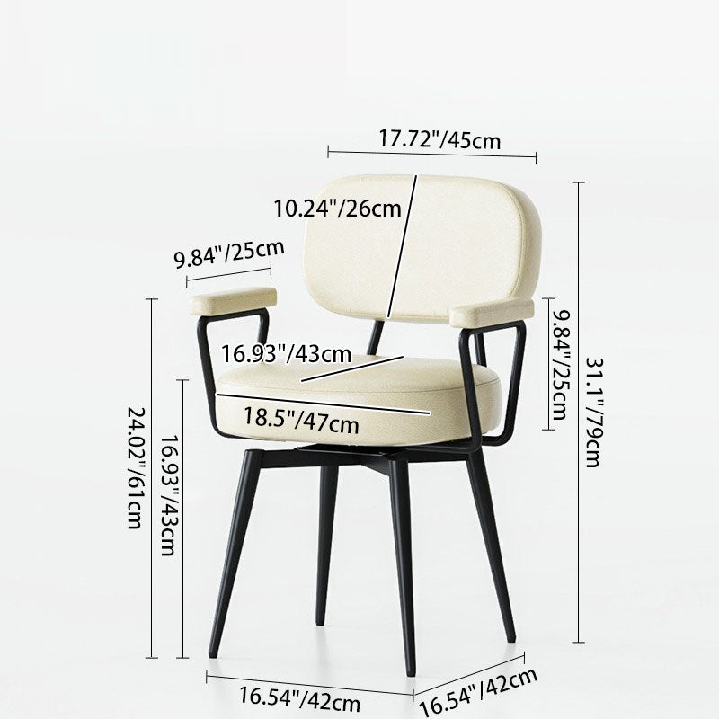 360° Swivel Home Office Chair in Oil Wax Leather and Jacquard Fabric
