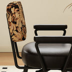 360° Swivel Home Office Chair in Oil Wax Leather and Jacquard Fabric