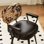 360° Swivel Home Office Chair in Oil Wax Leather and Jacquard Fabric