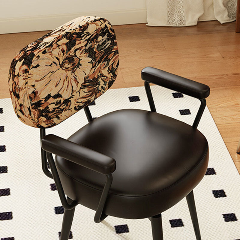 360° Swivel Home Office Chair in Oil Wax Leather and Jacquard Fabric