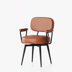 360° Swivel Home Office Chair in Oil Wax Leather and Jacquard Fabric