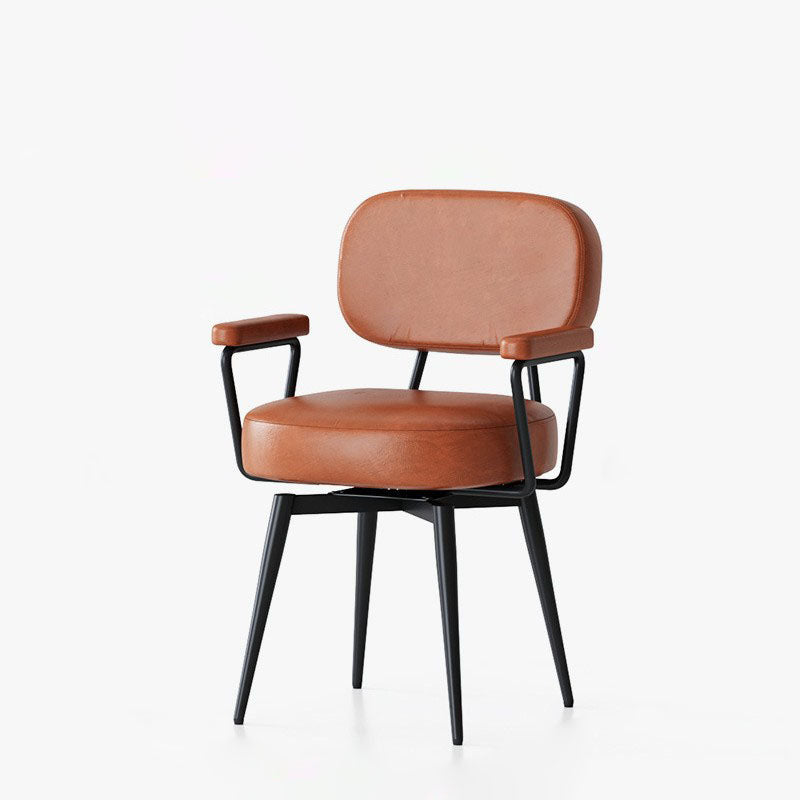 360° Swivel Home Office Chair in Oil Wax Leather and Jacquard Fabric