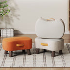 Portable Ottoman Footstool with Solid Wood Frame and Tech Fabric – Versatile Home Accessory for Living Room and Bedroom