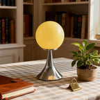 Elegant Glass Globe Lamp with Modern Metal Base