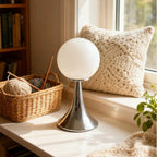 Elegant Glass Globe Lamp with Modern Metal Base