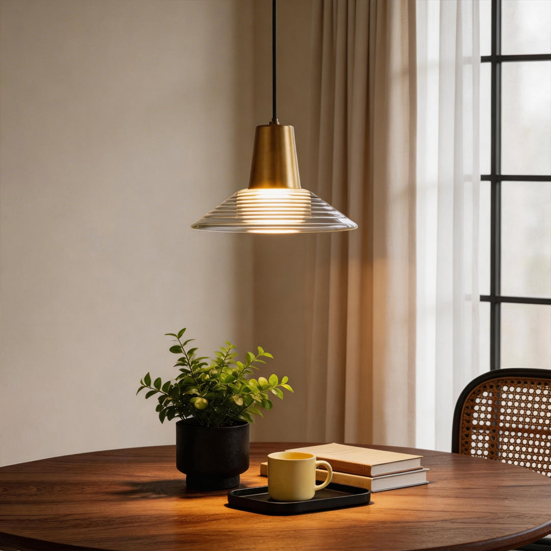 Adjustable Cord Glass Pendant Light – 5W Warm White LED Fixture