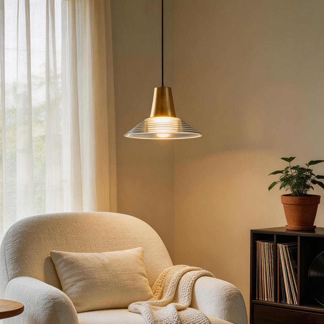 Adjustable Cord Glass Pendant Light – 5W Warm White LED Fixture