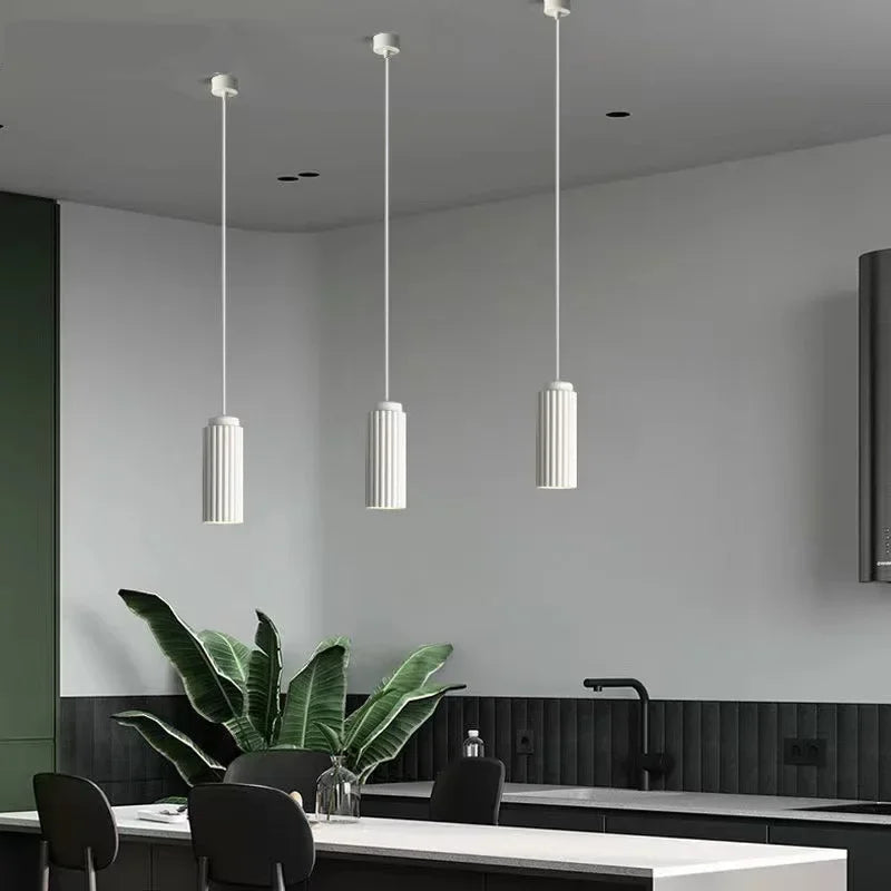 Elegant Ribbed White Pendant Light for Stylish Kitchens