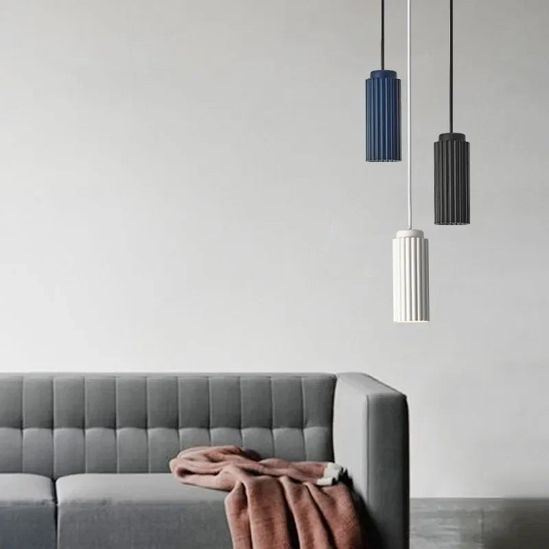 Elegant Ribbed White Pendant Light for Stylish Kitchens