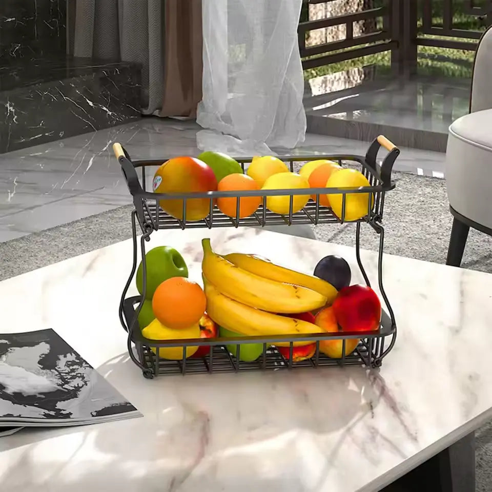 Elegant Dual-Layer Fruit and Vegetable Holder