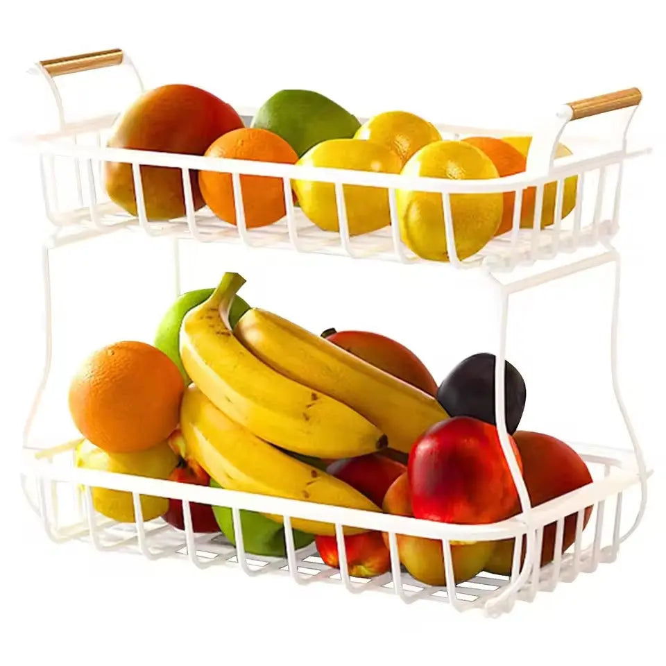 Elegant Dual-Layer Fruit and Vegetable Holder