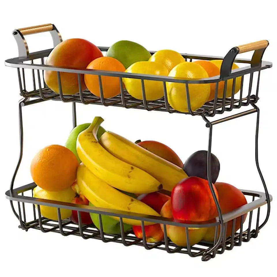 Elegant Dual-Layer Fruit and Vegetable Holder